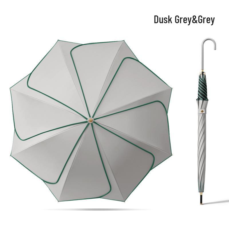 Long Handle Floral Umbrella, Dual-Use for Sun & Rain, UV Protective Black Rubber Shade for Women.