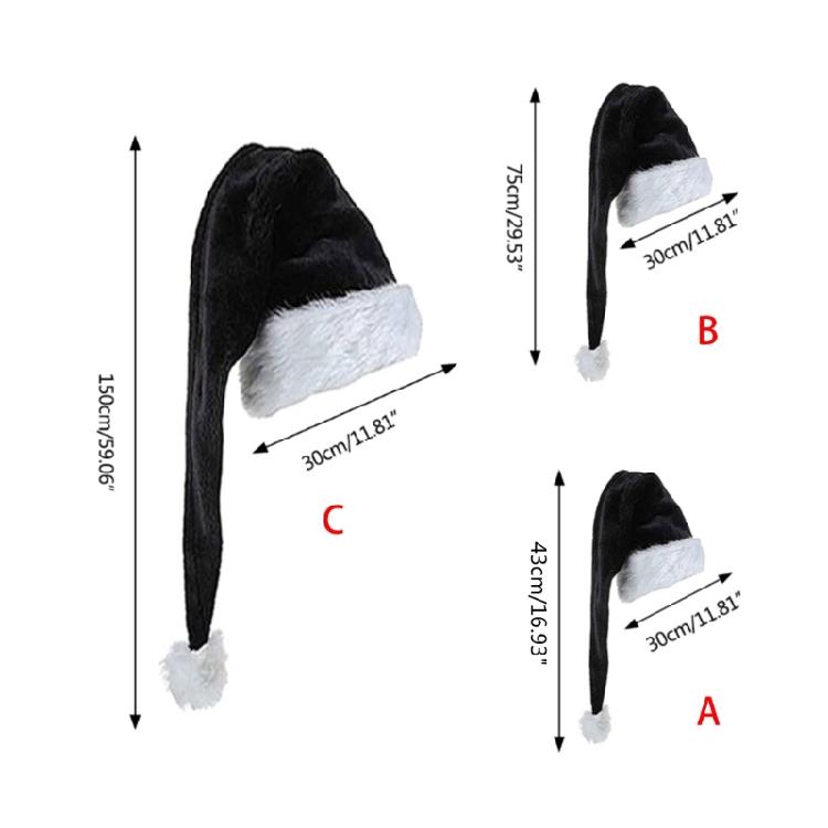 Black Plush Santa Hat Women Beanie Winter Hat Soft Slouchy Warm Christmas Hat