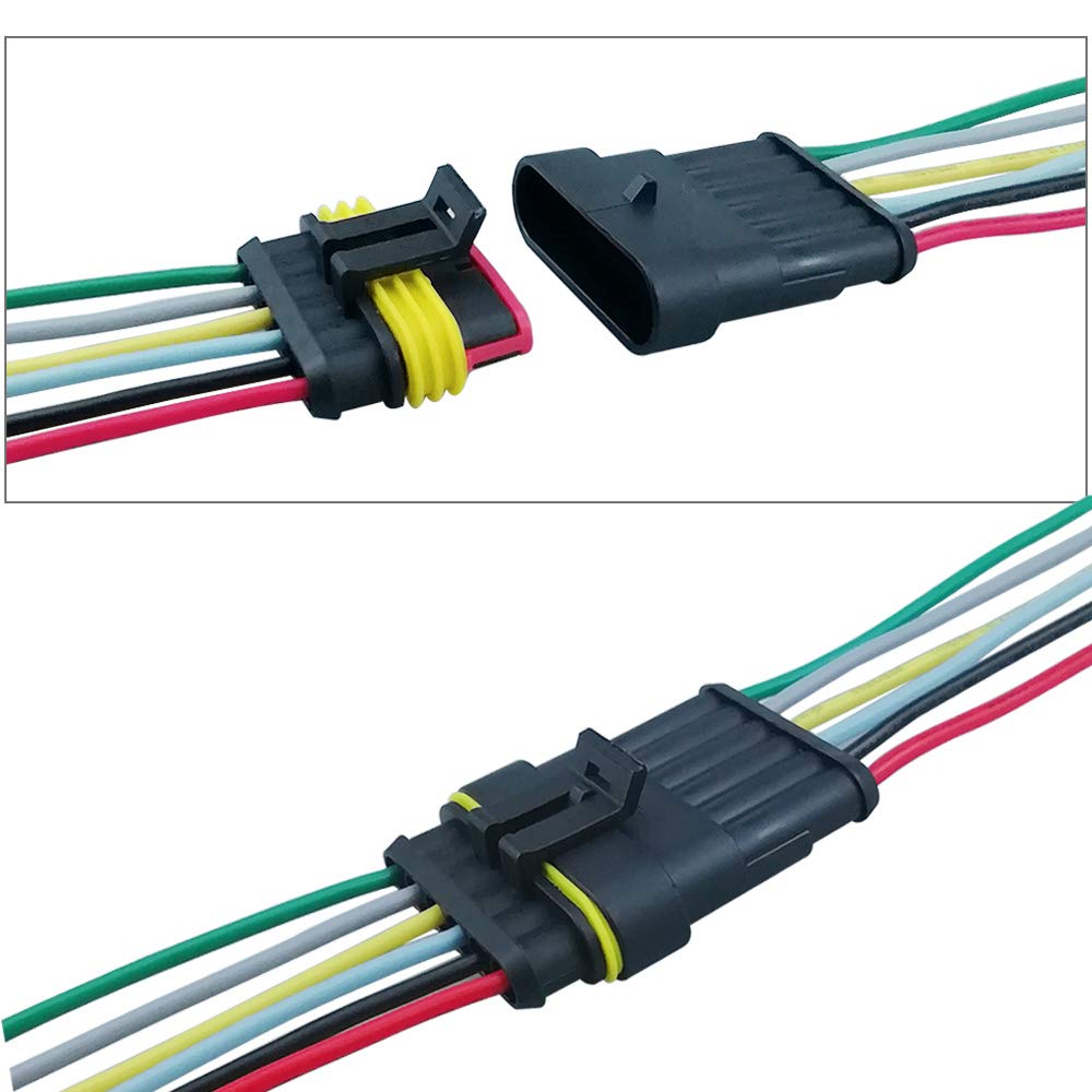 FULARR 2 Sets 6 Pin Car Waterproof Electrical Wire Connector with Wiring for Car