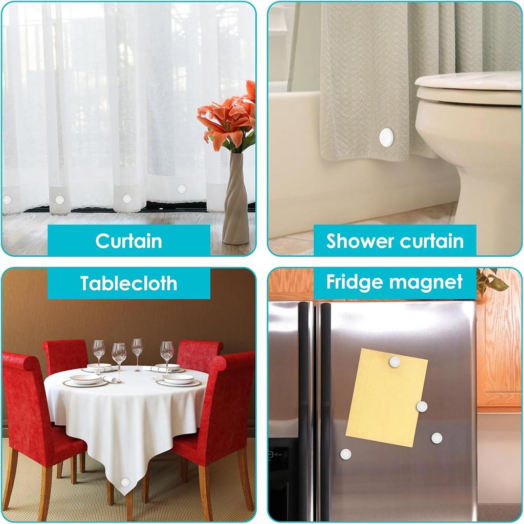 1/12Pairs Magnetic Curtain Weights Reusable Waterproof Curtain Magnet Shower Curtain Tablecloth Drapery Weights Magnetic Button