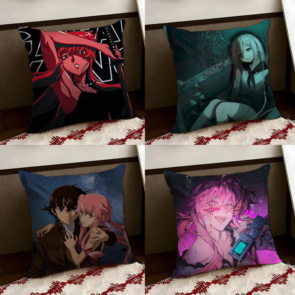 MMirai NNikki Cushion Cover Reversible Soft Durable Pillow Cover Home Car MultiScene Use for Daily Comfort