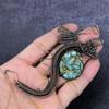 Natural Copper Larimar Handmade Copper Wirewrap Dragon Gift Pendant 4.53" D8G39