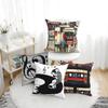 Set of 4 Throw Pillow Covers Vintage Music Cassette Tape Sound Magnetic Tape Vinyl Records Symbol Decorative Pillow Cases Home Decor 18x18 inches