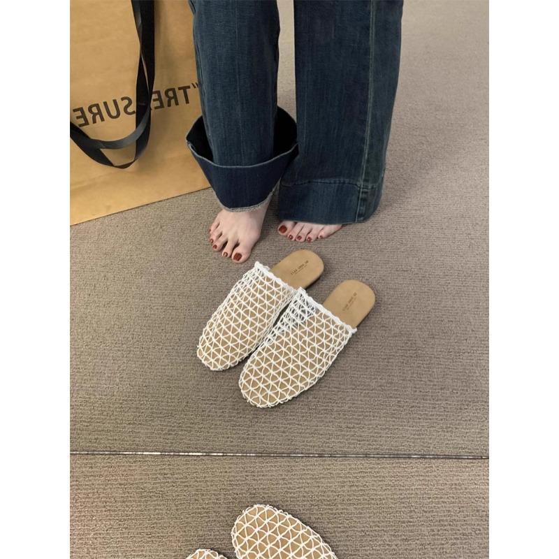 New fishing net sandals women's shoes seaside bag head cool slippers summer wear fashion flat shoes half drag