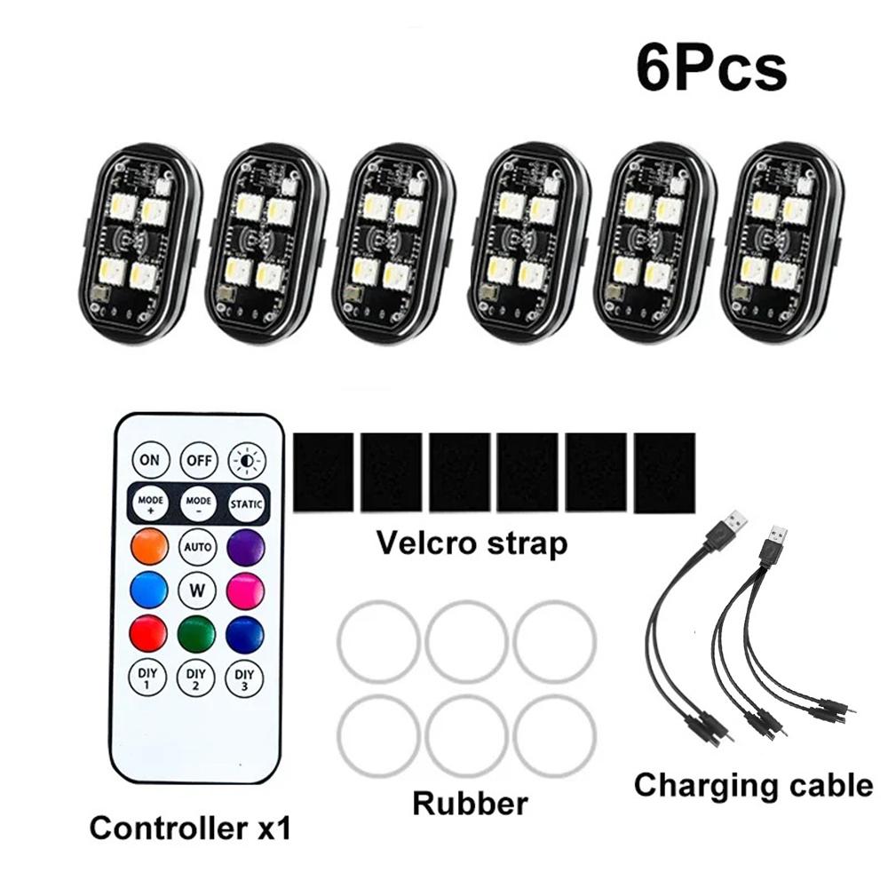 

1/2/4/6 шт. 7 цветов Пульт дистанционного управления Стробоскоп Светодиодная сигнальная лампа Стробоскоп для дрона Задний фонарь для мотоцикла для автомобиля мотоцикла велосипеда RC дрона Вспышка 6PCS