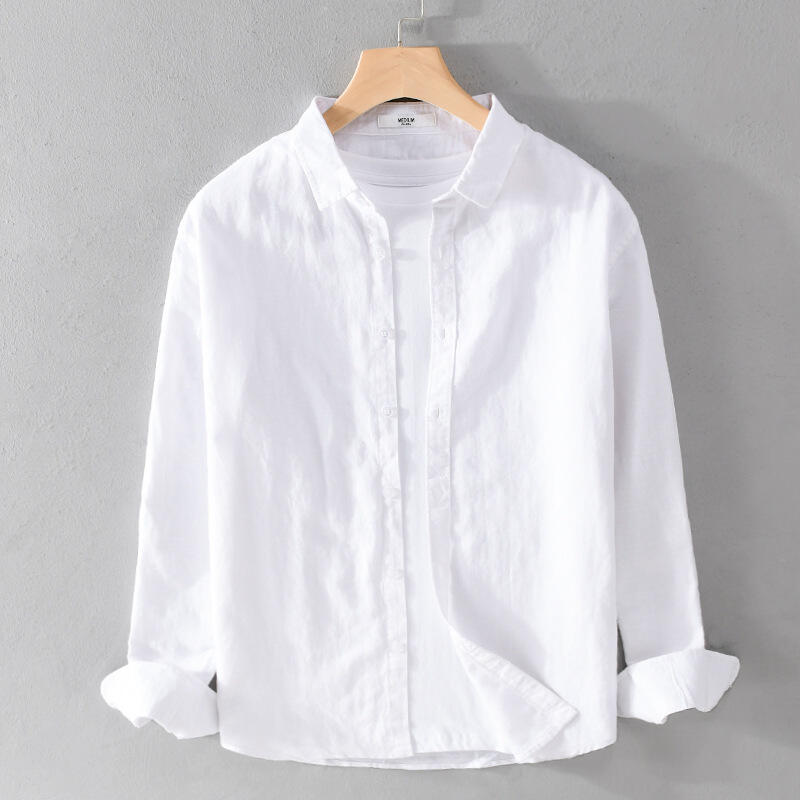 Bavlněné lněné košile Pánské Harajuku Dlouhý rukáv pro muže Vintage Tenké volné ležérní košile Kabátky Japonský styl Blůza Pánská