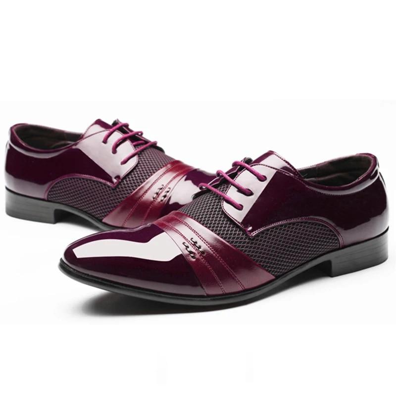 Former PU Leather Shoes for Men Lace Up Oxfords Wedding Shoes for Male Dress Shoes for Party Zapatos Para Hombre De Vestir