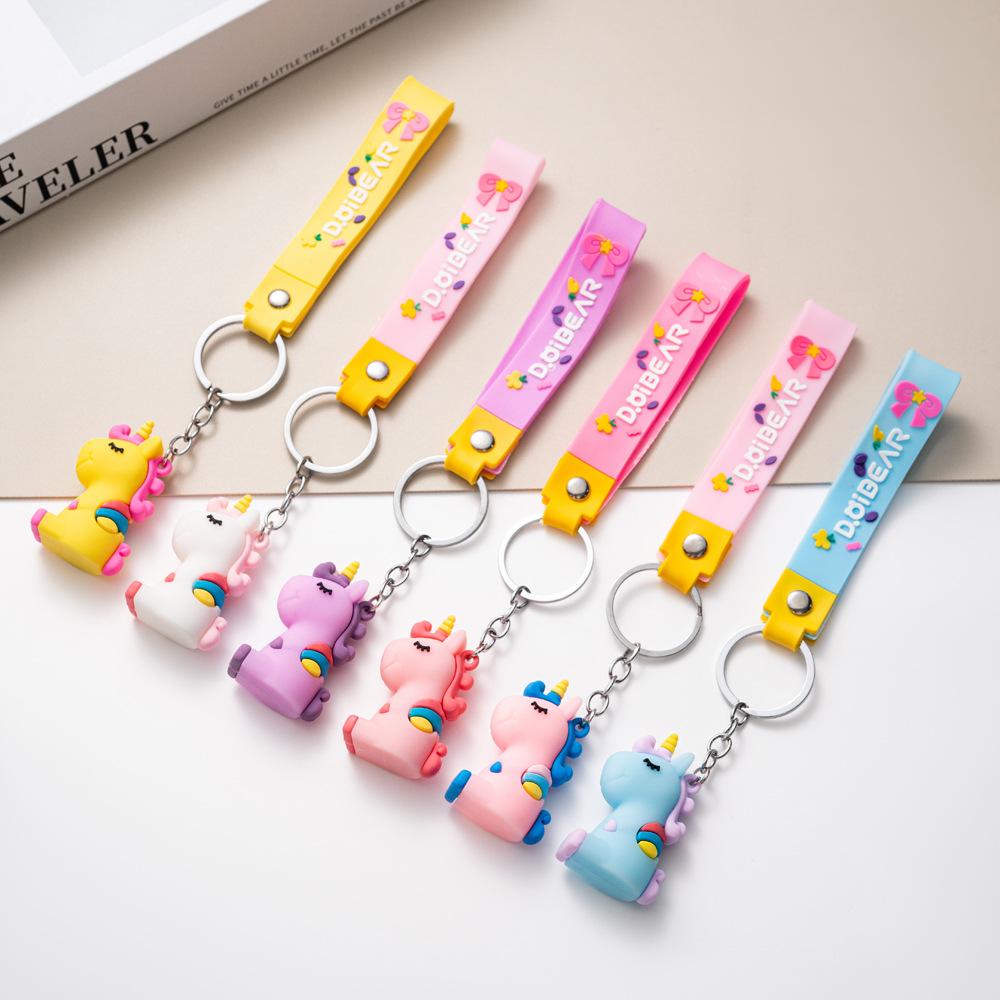 Cartoon Rainbow Unicorn Keychain Pendant New Year's Edition Bag Pendant Car Keychain Gift