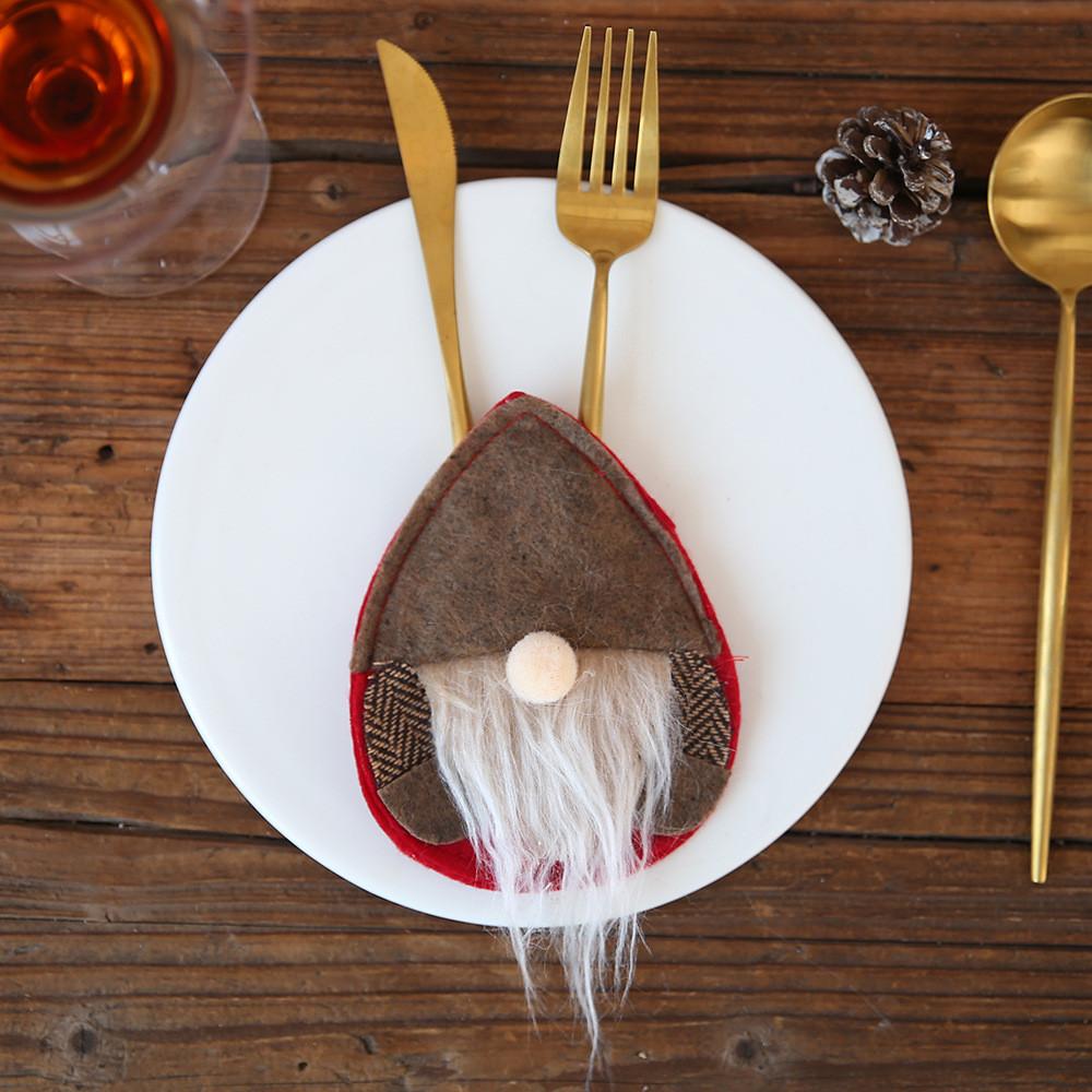 

Red Nordic Whimsical Old Man Cutlery Holder For Unique Christmas Celebrations Khaki Egg Set