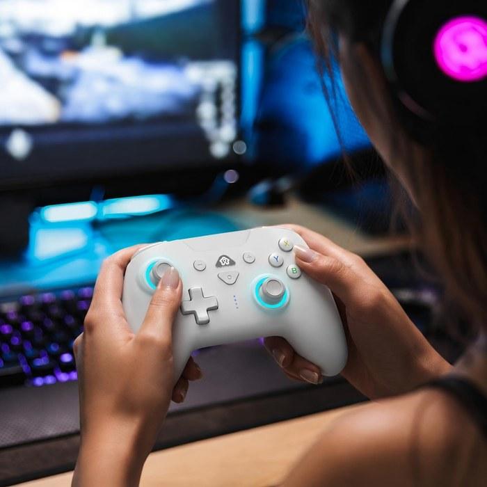 PeriphX Switch Controller - Automatic Turbo, Back Buttons, Macro, Bluetooth, 6-Axis Gyro, RGB, 1000mAh - White