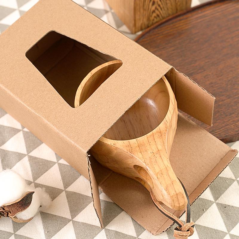 Rubber Wood Cup Creative Nordic Lanyard Milk Cup Handle Coffee Cup Wooden Water Cup