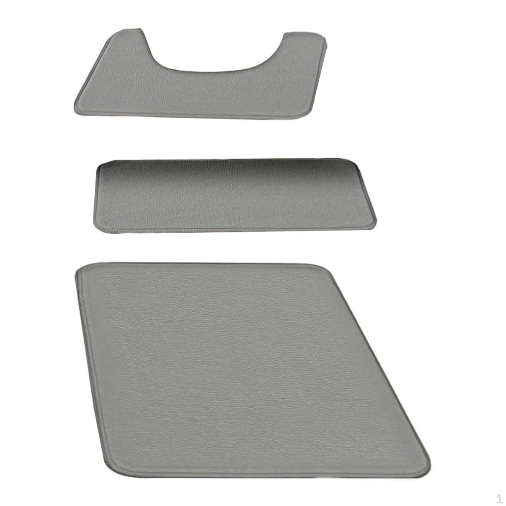 3 Piece Bathroom Rug Soft Carpet Absorbent Polyester Machine Washable Non Slip Floor Mat for