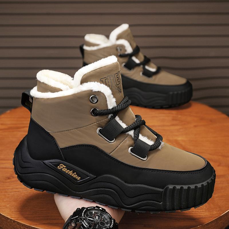 High Boots Winter Boots Wear-resistant High Tops Plus Velvet Thickened Slip-ons Warm New Thick-soled Men's Shoes Boots for Men