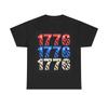 1776 American Flag T Shirt Red White And Blue Usa July 4th Heavy Cotton