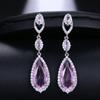 Emmaya Luxury Bridal Four Colors Vintage Allure Crystal Waterdrop Long Drop Cz Earrings For Women Wedding Jewelry Gift
