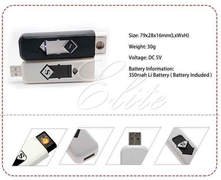 New Usb Slim Rechargeable Cigar Cigarette Flameless Lighter Lighter Electronic Lighters