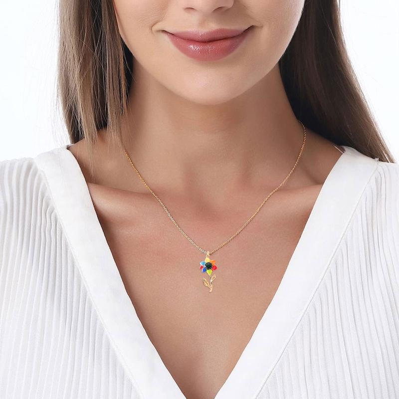 Sunflower Pendant Necklace for Women Delicate Daisy Flower Necklace Temperament Clavicle Chain Fashion Drop Oil Jewelry