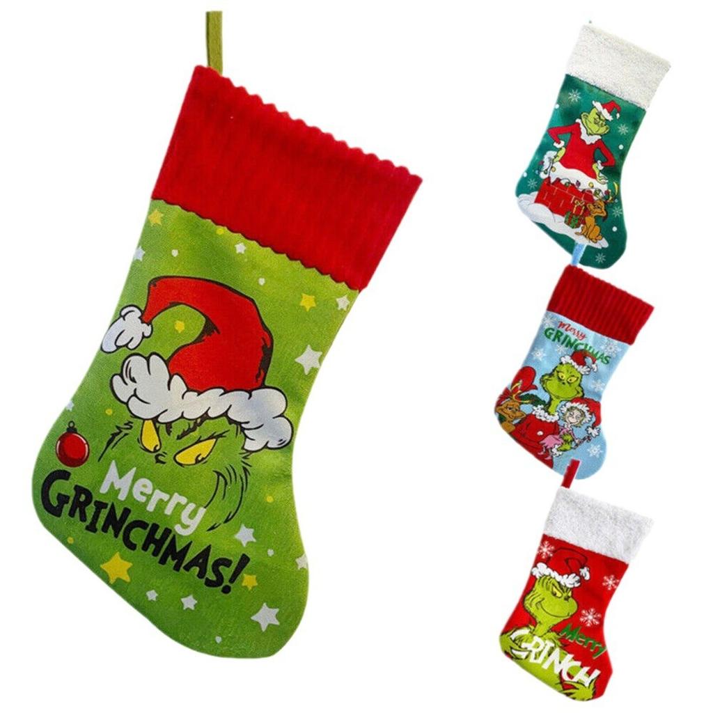 4-Pack Christmas Socks Decoration Christmas Gift Bag Hanging Gift Socks