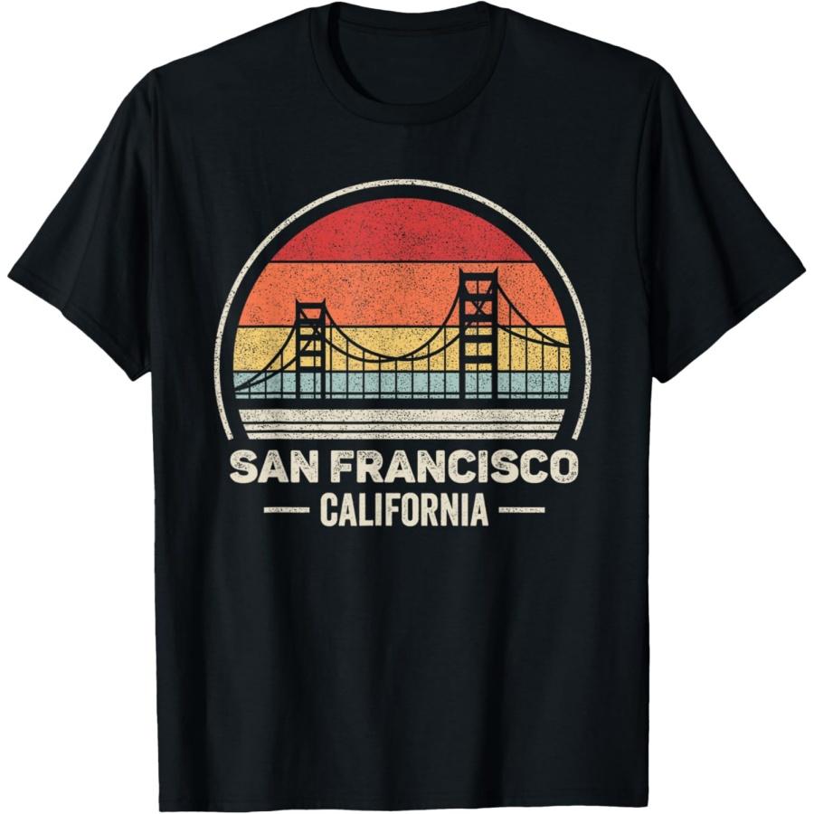 Retro San Francisco California Golden Gate Bridge Souvenir T-Shirt XXXXXL чёрный