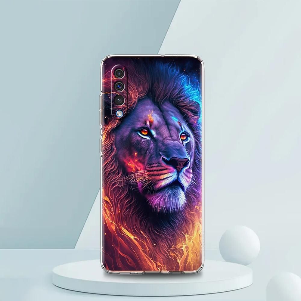 Colorful Lion Transparent Phone Case for Samsung Galaxy A16 A14 A12 A22 A24 A42 A02 A03S A06 A50 A70 A20 A30 A40 Soft Cover Bags