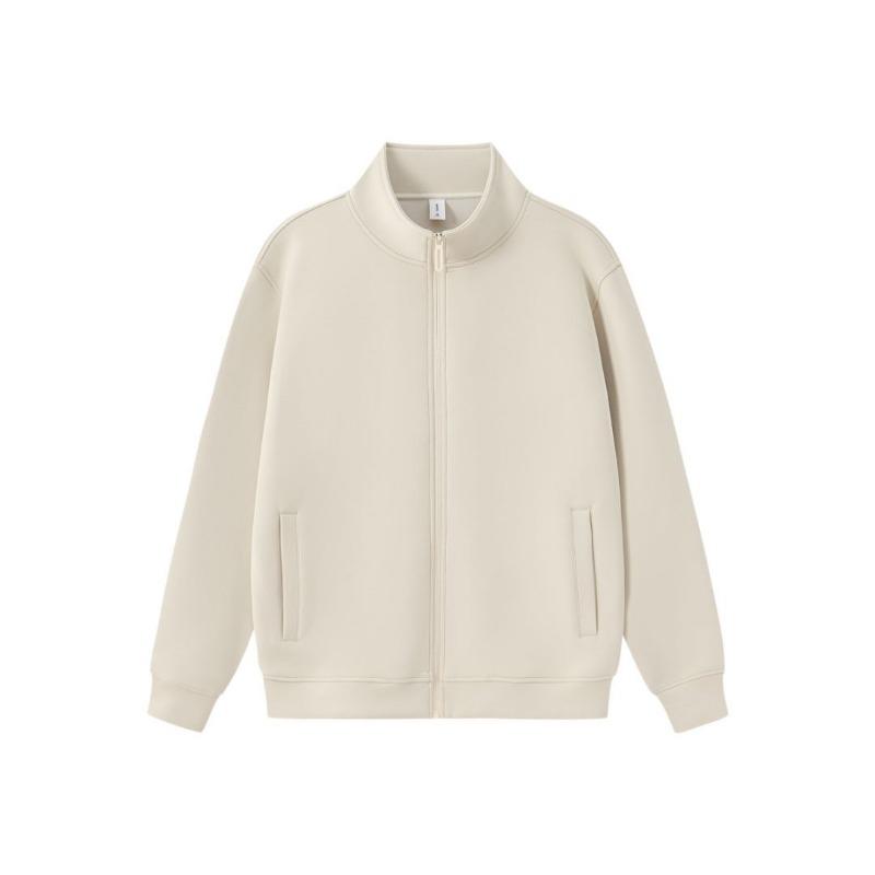 

Cardigan stand-up neck zipper jacket for men and women 0 solid color loose casual sports style sweater autumn S