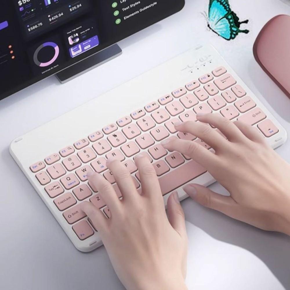 10 Inch Bluetooth Keyboard Rechargeable Slim Design Wireless Keyboard Universal Mini Portable Keyboard Tablet