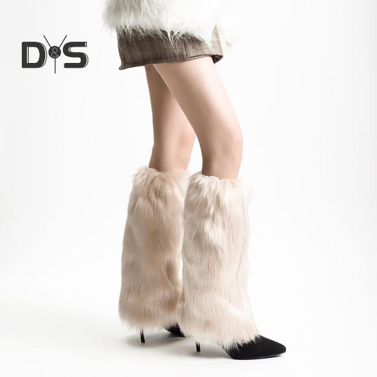 1 Paar Beinwärmer aus Kunstpelz für Frauen und Mädchen, weiche Stiefelmanschetten aus Plüsch, flauschige, pelzige Beinmanschetten für Wärme im Winter