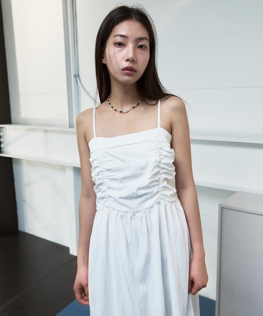 Sys A Shirred Fog Long Dress [White]
