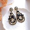 Geometric Alloy Drop Earrings With Gold Ear Pins For Ladies Party And Wedding Accessories