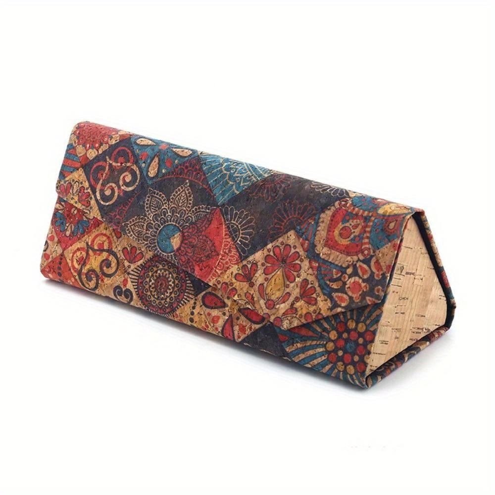 Totem Retro Składane Trójkątne Etui na Okulary Kobiety Osobowość Pudełko na Okulary Przenośne Podróżne Pudełko do Przechowywania Okularów