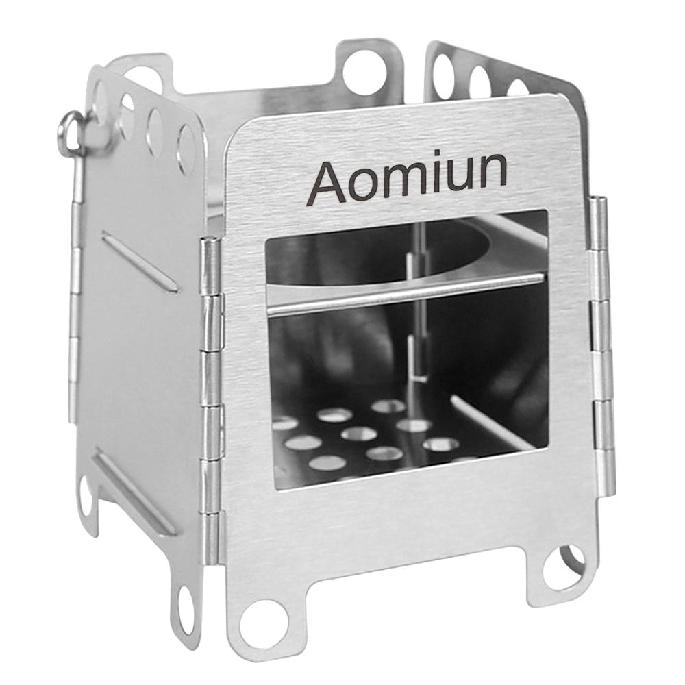 Portable Stainless Steel Camping Stove Lightweight Folding Wood Stove Pocket Stove Outdoor Camping Cooking Picnic