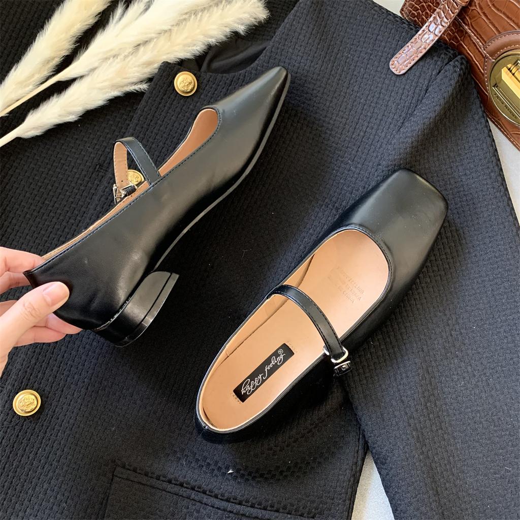 Fashion 2025 Spring Autumn Flat Mary Janes Shoes Woman Candy Color Soft Leather Ballet Flats Ankle Strap Comfy Mocaasins for Woman