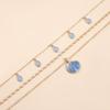 Blue Tidal Shell Drop Pendant Necklace Handcrafted Glaze Finish Alloy Chain For Everyday Elegances