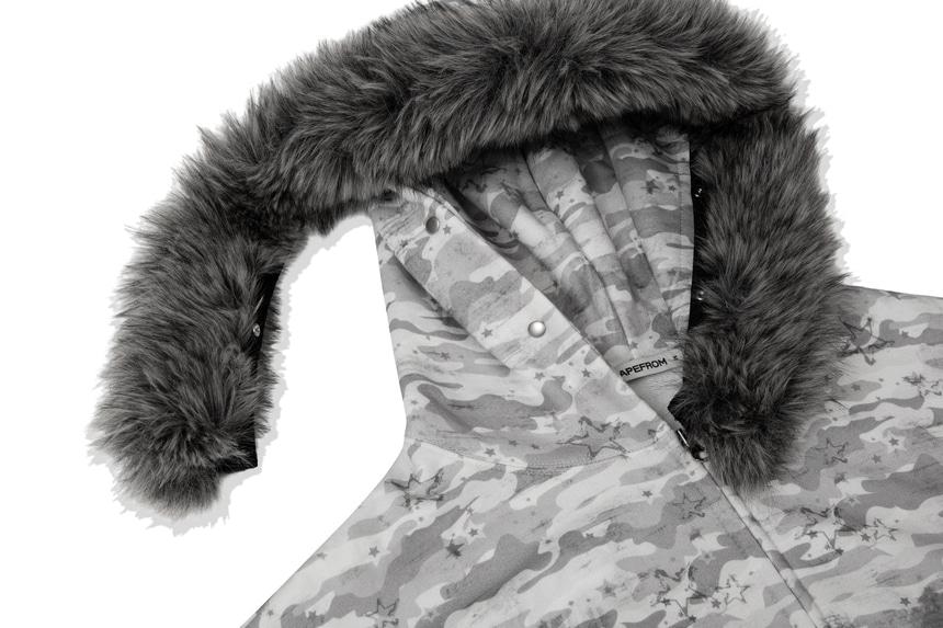 Escapefrom Vintage Star Damaged Camo Full Print Two-Way Fur Zip-Up [2 Colors]