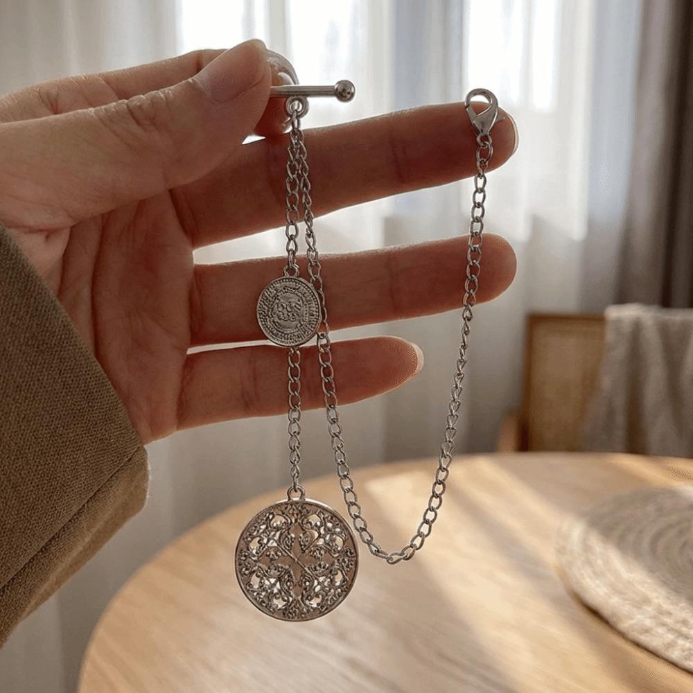 Classic Vest Suit Chain Vintage Collar Pins Silver Tassel Chain Brooches  Formal Attire