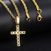 4/5mm Iced Out CZ Cross Pendant Necklaces for Women Men Punk Hiphop Rope Stainless Steel Chain On Neck Rapper Jewelry