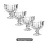 European Stripe Tall Stem Glass Dessert Bowl for Ice Cream, Yogurt, Pudding, and Fruit