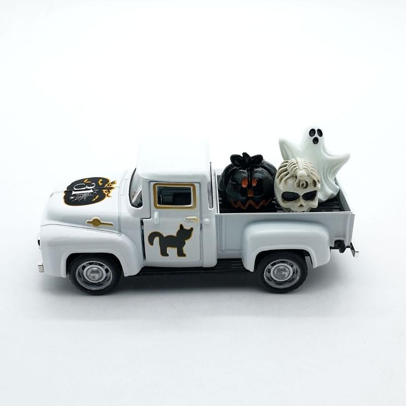 Antique Miniature Haunted Ghostly Truck Ornament Metal Shelf Decors Farmhouses Kitchen Accent For Halloween Enthusiasts