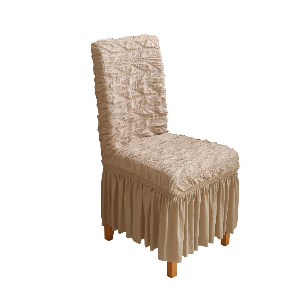 

Thickened Large Grid Seersucker Elastic Slipcover for Sofa Dining Chairs Pure Color Anti Slip Full Cover 1PC