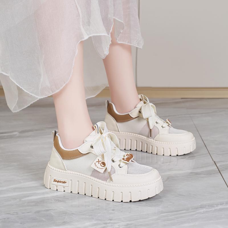 Женские кроссовки повседневные студенческие для девочек на платформе спортивные туфли больших размеров женские кроссовки-клинья увеличение роста EU 36 коричневый 2377₽