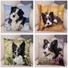 Cute Scottish Border Collie Pillowcase Dog Print  Decor Pet Animal Cushion Cover Sofa