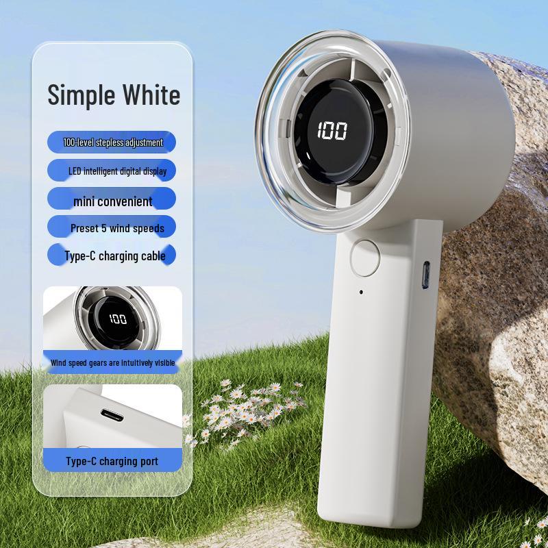 Yanxuan USB Rechargeable Handheld Fan with Digital Display for Dorms USB Charging