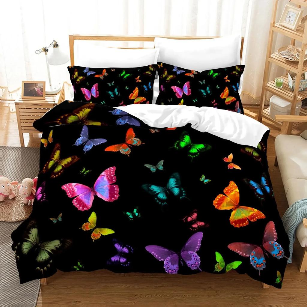 3D Print Fantasy Butterfly Animal Romantic Comfortable Duvet Quilt Cover Pillowcase Bedding Set Bedroom Decoration Home Textile