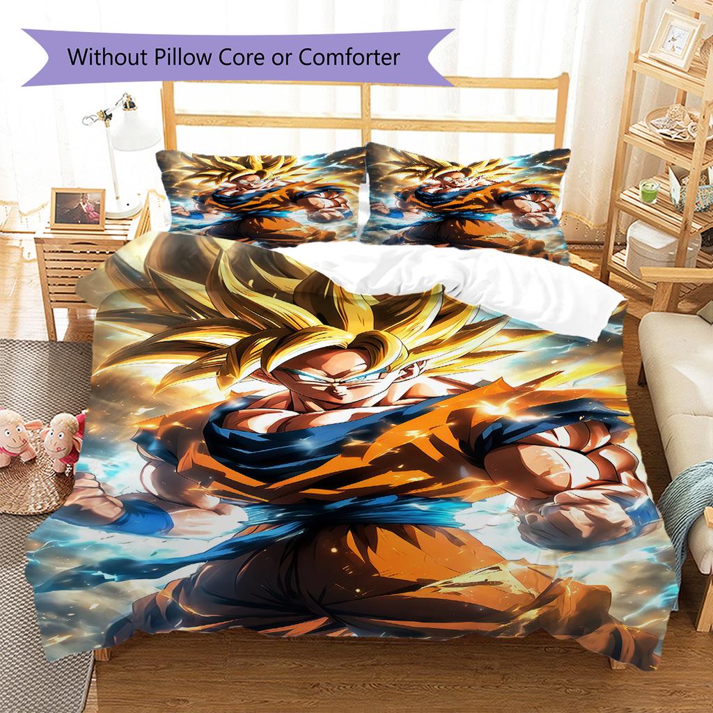 Biancheria da letto con motivo Son Goku, Set piumone Copripiumone Federa Regalo di compleanno per la casa (1 * copripiumino + 2 * federa, senza nucleo)