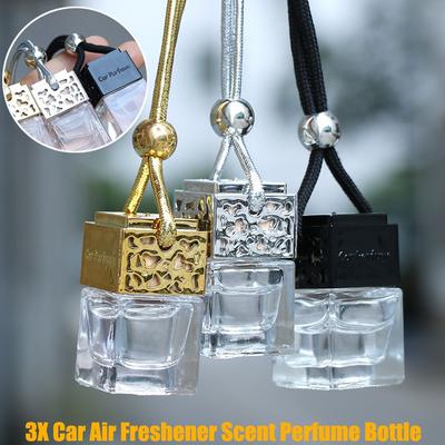 3 PIÈCES Ornement de Voiture Pendentif Suspendu Huiles Essentielles Désodorisant Bouteilles en Verre Vides Parfum Bouteille de Parfum pour Voiture