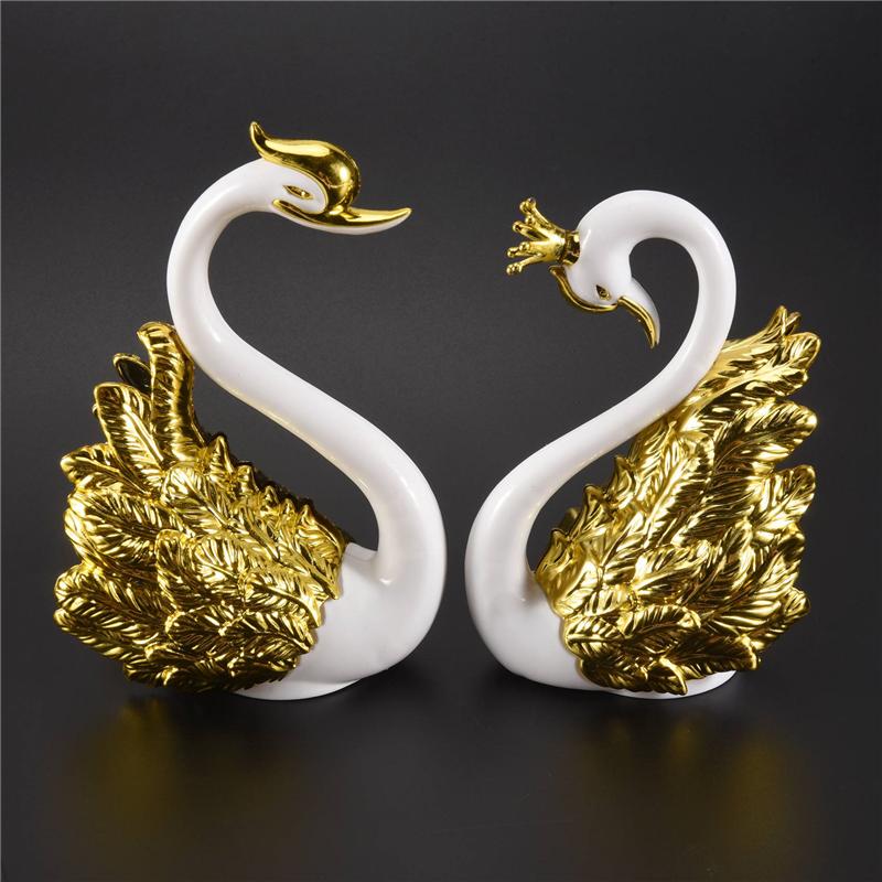 2025 Trend 2 Pieces Of Swan Ornaments Figurines,Swan Cake Decoration,Car Figurines Decoration,Home Wedding Christmas Decoration