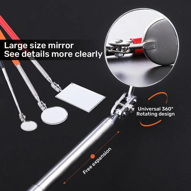 1pcs Detection Tool Extendible Inspection Rotatable Mirror Auto Telescoping Inspection Round Mirror Extending Hand Tools Set
