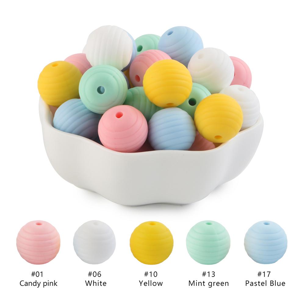 Kovict 25Pcs Threaded Silicone Beads 15mm Round Beehive Spiral Beads DIY Bracelet Necklace Accessories For Jewelry Marking