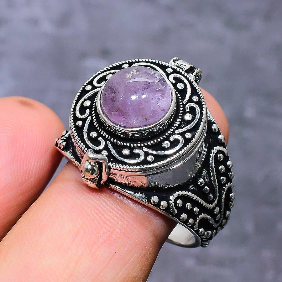 Natural Amethyst Gemstone Handmade 925 Sterling Silver Jewelry Ring Size 11 l8g57
