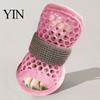 Water Resistant Dog Sneakers 4Pcs Shoes for Hot Pavement, Breathable Mesh Boots, Summer Pavement Paw Protectors with Non-slip Soles Small Medium Dogs